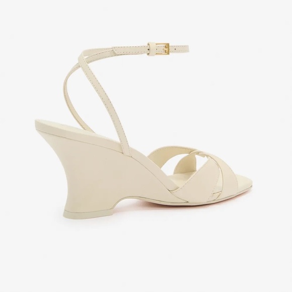 REFORMATION Margo Wedge Sandals in Almond Leather 8 - Picture 3 of 11